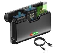 Palogreen Caricabatterie per batterie Go-Pro Hero 12/11/10/9/8/7/6/5 - Caricabatterie a 3 canali con accessori per batterie, 2 memorie per schede TF, ricarica rapida