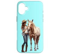 Palomino Cavallo e Cowgirl Occidentale Equestre Country Pony Custodia per iPhone 16 Plus