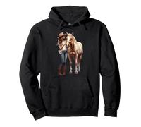 Palomino Cavallo e Cowgirl Occidentale Equestre Country Pony Felpa con Cappuccio