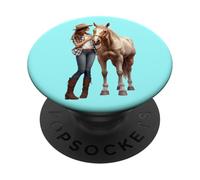 Palomino Cavallo e Cowgirl Occidentale Equestre Country Pony PopSockets PopGrip Adesivo