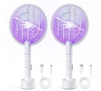 PALONE Racchetta Zanzare Elettrica, 2X 4000V con USB Ricaricabile LED 2-In-1 Schiacciamosche elettronico, Protezione Maglia a 3 Strati, Adatto per Casa Giardino Campeggio Interni ed Esterni
