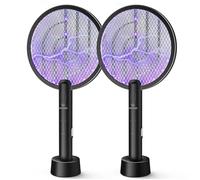 PALONE Racchetta Zanzare Elettrica 4000V - 2 PCS Ricaricabile Insettivoltore USB, Doppia Funzione con Luce LED, Sicura a Tripla Maglia per Casa/Giardino/Campeggio - Nero