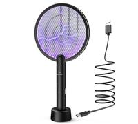 PALONE Racchetta Zanzare Elettrica, 4000V con USB Ricaricabile LED 2-In-1 Racchetta Zanzare Elettrico, Protezione Maglia a 3 Strati, Adatto per Casa Giardino Campeggio Interni ed Esterni - Nero