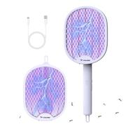PALONE Racchetta Zanzare Elettrica 4000V, Lampada UV Antizanzare 2 in 1, Trappola per Insetti USB Ricaricabile, Repellente Zanzare per Interno Esterno, Pieghevole per Casa, Giardino e Viaggi