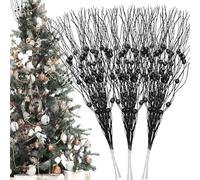 Palonu 26 steli di bacche artificiali glitterate nere da 43 cm, rami di bacche finte, bastoncini decorativi glitterati, ramoscelli, ornamenti per albero di Natale, ghirlande di Natale, vasi,