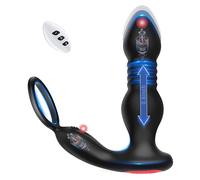 Paloqueth Anal Lock Prostate Stimulator Dual Motor with Thrusts & Vibrations & Remote Control Black