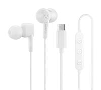 PALOVUE Cuffie USB-C compatibili con iPhone 15, cuffie intrauricolari Type-C con microfono e controllo del volume, tre auricolari (S/M/L), cancellazione del rumore, controllo a 3 pulsanti, bianco