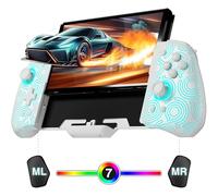 PALPOW Controller luminoso Switch - Compatibile con Switch/OLED, design ergonomico, joypad integrato, turbo, mappatura, LED a 7 colori - Bianco