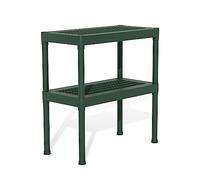 Palram Rion Canopia - Banco da lavoro a 2 ripiani, in acciaio, per piante e vivai, per garage, giardino e serre, ripiani per piante e attrezzature, 80 x 40 x 80 cm (verde foresta)