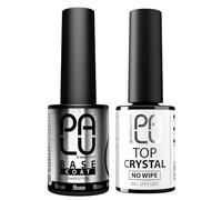 Palu Salon System - Base Coat Classico + Top Coat Crystal Set - Base Coat per Unghie UV, Trasparente, senza Acidi, Autolivellante, Alta Adesione, set: 2 prodotti x 11g