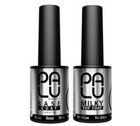 Palu Salon System - Base Coat Classico + Top Coat Milky Set - Base Coat per Unghie UV, Trasparente, senza Acidi, Autolivellante, Alta Adesione, set: 2 prodotti x 11g