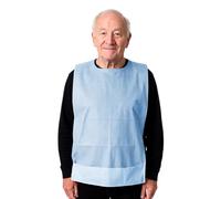 Palucart 100 bavagli blu monouso impermeabili in polietilene e cellulosa con colletto anti-strappo rinforzato in polipropilene e tasca raccogli cibo