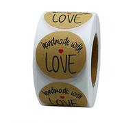 Palucart 500 etichette adesive hand made with love realizzato a mano con font nero su carta kraft