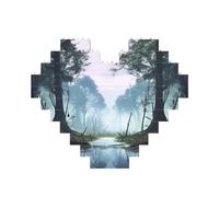 Palude Paesaggio Costruzione Mattone Block Puzzle a forma di cuore, immagine personalizzata Puzzle Foto Jigsaw Puzzle per adulti Micro Blocchi 3D per la decorazione della casa Set di mattoni