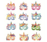 Palumma 12 maschere di carta a forma di unicorno, per feste di compleanno e feste di compleanno