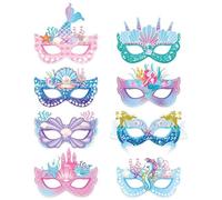 PALUMMA 8 pezzi di decorazioni per feste a tema sirena, articoli per compleanno a tema sottomarino, maschera di carta fai da te e occhiali per foto, simpatici accessori estivi per cosplay da spiaggia