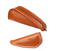 PALUMMA Borsa per pipa di tabacco, portatile in pelle bovina con chiusura lampo per sacchettini di tabacco, cartine di sigaretta, filtro e accendini (Marrone)