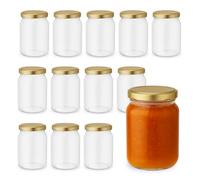 PALUPLUS 12 Barattoli in Vetro con Coperchio da 200 ml, Misura 6,6x8,6 cm, Vasetto vuoto con tappo twist off a Chiusura Ermetica, vasi sottovetro per marmellate, bomboniere -1241F -3,2