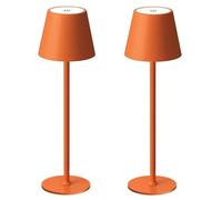 PALUPLUS 2 Lampade da Tavolo Led Senza Fili, Misura 11x11x37cm, Lampada Touch Dimmerabile, 3 Tonalità Bianco, Batteria 5200mHA Ricaricabile USB, Durata 12 ore, per Bar, Ristoranti -003M (Arancione)