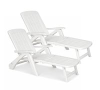 PALUPLUS 2 Lettini Prendisole Pieghevoli in Plastica color BIANCO, misura 60x190