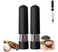 Paluplus 2 Macina Sale e Pele Elettrico, Misura 5x22 cm, Macinapepe con Rotella per Regolare la Macina, per Sale, Pepe e Spezie, Potenza 10W -773F (Nero)