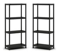 PALUPLUS 2 Scaffali portaoggetti in plastica a 4 Ripiani, Misura 60x30x135 cm, Montaggio Veloce, Scaffalature per Casa, Garage, Magazzino, Portata Max 80 kg -8055C