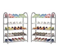 PALUPLUS 2 Scarpiere Scaffale a 5 Ripiani, misura 67x19x82 cm, Portascarpe Organizer, Scaffale Salvaspazio in Metallo e Plastica per 15-20 paia di scarpe, per Soggiorno, Bagno -4209F (Grigio)