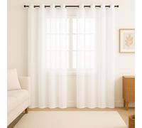 PALUPLUS 2 Tende a Pannelli con Occhielli in Metallo, misura 140x280 cm cadauna, Tende Eleganti Trasparenti Semi Oscuranti per Camera da Letto, Soggiorno -684M -1,1 (Bianco)