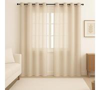 PALUPLUS 2 Tende a Pannelli con Occhielli in Metallo, misura 140x280 cm cadauna, Tende Eleganti Trasparenti Semi Oscuranti per Camera da Letto, Soggiorno -707M -1,1 (Beige)