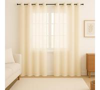 PALUPLUS 2 Tende a Pannelli con Occhielli in Metallo, misura 140x280 cm cadauna, Tende Eleganti Trasparenti Semi Oscuranti per Camera da Letto, Soggiorno -691M -1,1 (Crema)