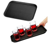 Paluplus 2 Vassoi Rettangolari da Portata Antiscivolo di colore NERO, Misura 40x30x2 cm, Vassoio Impilabile e Infrangibile con Rivestimento Gommato, per Bar, Ristoranti, Fai da te -6848F