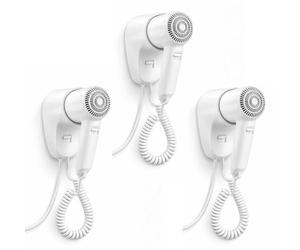 Paluplus 3 Asciugacapelli da Parete Bianco, Misura 9x15x20 cm, Pistola Phon da 1300W con Interruttore, Aria calda fino a 65°C, Velocità aria 15 m/s, per Hotel, B&B, Ristoranti, Spogliatoio -558C