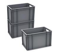 PALUPLUS 3 Cassette Multiuso con Maniglie in Plastica, Misura 60x40x32 cm, Contenitore Eurobox per Stoccaggio, Box Sovrapponibile per Garage, Aziende, Magazzini, Made in Italy -8222C -6,3