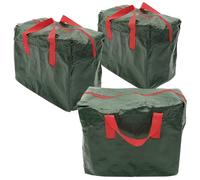 Paluplus 3 Custodie per Decorazioni Natalizie, Misura 46x25x38 cm, Borsa Verde con Cerniera e Manici, Custodia Impermeabile, Protezione da Polvere e Umidità, Sacco per Addobbi di Natale -4345C