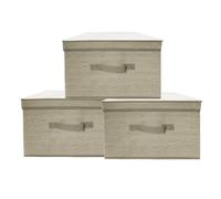PALUPLUS 3 Scatole Maxi Portaoggetti Pieghevole di colore BEIGE con coperchio, misura 40x50x25 cm, contenitore in tessuto salvaspazio con maniglia, organizer per Armadio -1499C