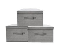 PALUPLUS 3 Scatole Maxi Portaoggetti Pieghevole di colore GRIGIO con coperchio, misura 40x50x25 cm, contenitore in tessuto salvaspazio con maniglia, organizer per Armadio -1499C-0,9