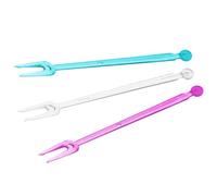 Paluplus 3000 Forchettine a 2 punte RIUTILIZZABILI, lunghezza 8,5 cm, forchette da Aperitivo per alimenti, Finger Food, Stuzzichini, colori misti Trasparente, Lilla e Celeste -NFC