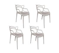 PALUPLUS 4 Sedie da Giardino Modello Twist con Schienale Intrecciato, Misura 53x52x81 cm, Sedie in Polipropilene con Seduta Ergonomica, Design Moderno, per Interno ed Esterno -161F (Tortora)