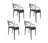 PALUPLUS 4 Sedie da Giardino Modello Twist con Schienale Intrecciato, Misura 53x52x81 cm, Sedie in Polipropilene con Seduta Ergonomica, Design Moderno, per Interno ed Esterno -7759F (Nero)
