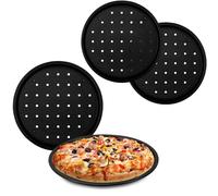 PALUPLUS 4 Teglie Pizza Forate, Diametro 32 cm, Tegami in Acciaio con Doppio Strato Antiaderente resistente ai Graffi, Adatte per pizze surgelate, Senza BPA, Made in Italy -7329M