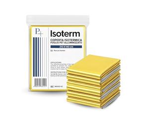 PALUPLUS 5 Coperte Termiche per Emergenze, Misura 140x210 cm, Telo Isotermico Primo Soccorso Oro e Argento, coperta di sopravvivenza, Trattiene Calore e Protegge dal Sole e Freddo -6181C-0,42