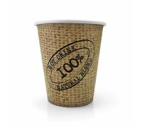 PALUPLUS 500 Bicchieri in Carta per Acqua con capacità 200ml, Colore Avana con Grafica JUTA, Bicchiere biodegradabile in cartoncino per bibite calde e fredde