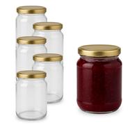 PALUPLUS 6 Barattoli in Vetro con Coperchio da 500 ml, Misura 9x12 cm, Vasetto vuoto con tappo twist off a Chiusura Ermetica, vasi sottovetro per marmellate, conserve, bomboniere -6649F -3,1