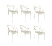PALUPLUS 6 Sedie da Giardino Modello Twist con Schienale Intrecciato, Misura 53x52x81 cm, Sedia in Polipropilene con Seduta Ergonomica, Design Moderno, per Interno ed Esterno -7742F (Bianco)