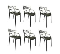 PALUPLUS 6 Sedie da Giardino Modello Twist con Schienale Intrecciato, Misura 53x52x81 cm, Sedie in Polipropilene con Seduta Ergonomica, Design Moderno, per Interno ed Esterno -7759F (Nero)