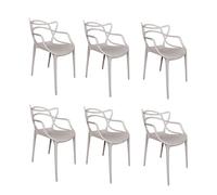 PALUPLUS 6 Sedie da Giardino Modello Twist con Schienale Intrecciato, Misura 53x52x81 cm, Sedie in Polipropilene con Seduta Ergonomica, Design Moderno, per Interno ed Esterno -161F (Tortora)