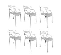 PALUPLUS 6 Sedie da Giardino Modello Twist con Schienale Intrecciato, Misura 53x52x81 cm, Sedie in Polipropilene con Seduta Ergonomica, Design Moderno, per Interno ed Esterno (Grigio Chiaro)