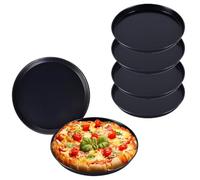 PALUPLUS 6 Teglie Pizza Tonde in Lamiera Blu, Diametro 32 cm e Altezza 2,5 cm, Bordo Basso, Resistente fino a 250°C, per Pizze e Focacce, Made in Italy -3225F