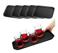 Paluplus 6 Vassoi Rettangolari da Portata Antiscivolo di colore NERO, Misura 40x30x2 cm, Vassoio Impilabile e Infrangibile con Rivestimento Gommato, per Bar, Ristoranti, Fai da te -6848F