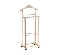 PALUPLUS Appendiabiti Doppio da Camera in Legno di Faggio CHIARO, Misura 43x33x105 cm, Servo Muto con 4 Ruote, 2 posti per giacche, pantaloni, camicie, Made in Italy -772F